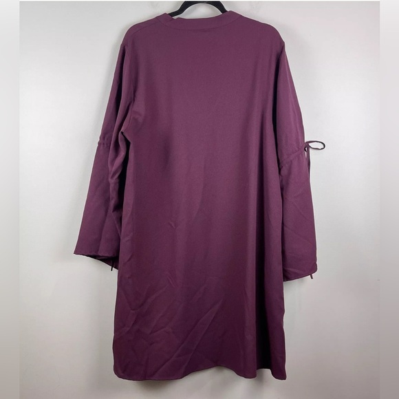 eShakti Women Dress 2X Purple Tie Sleeve Crepe Shift Midi Cottage Modest Career - Picture 7 of 9
